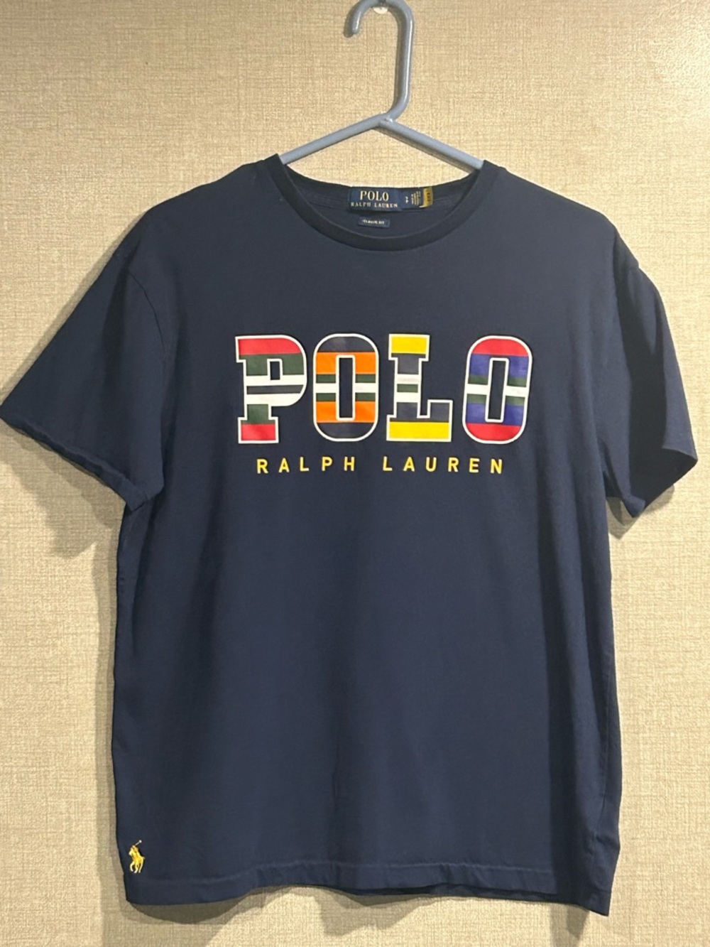 Women’s Ralph Lauren Navy Tee with Yellow Logo SP